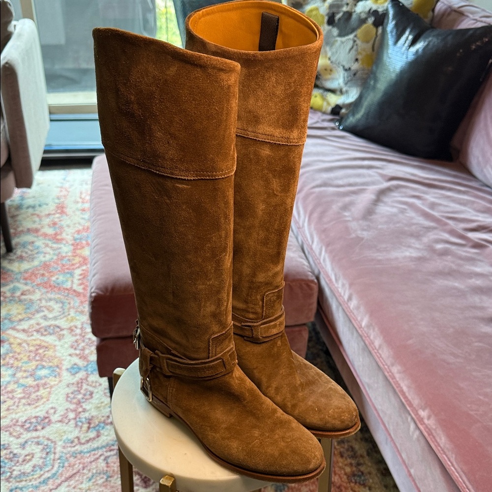 Ralph Lauren Collection Brown Suede Knee-High Boots